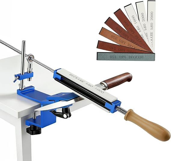 Knife Sharpener with 8 Sharpening Stones Knife Sharpening System Fixed Angle with Quick Release Design Professional Abrasive Holding System for Fine Grinding Polishing Tool