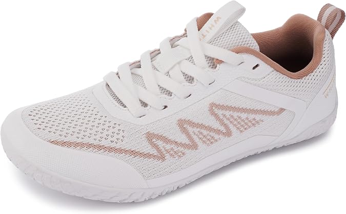 WHITIN Barefoot Shoes Women 8.5 Wide Toe Box Breathable Sneakers White