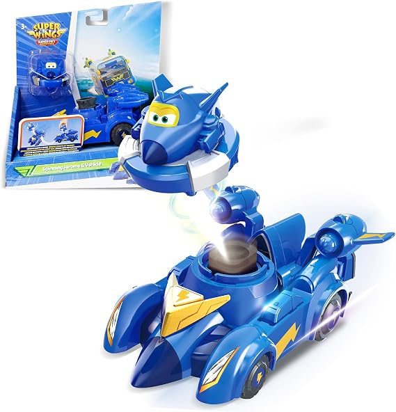 Super Wings Race Car Toys, 5 in Jerome Spinning Tops and Race Car Toys for Kids, 2-in-1 Mode Vehicle Toys Cars for 3 4 5 6 7 8 Year Old Boys
