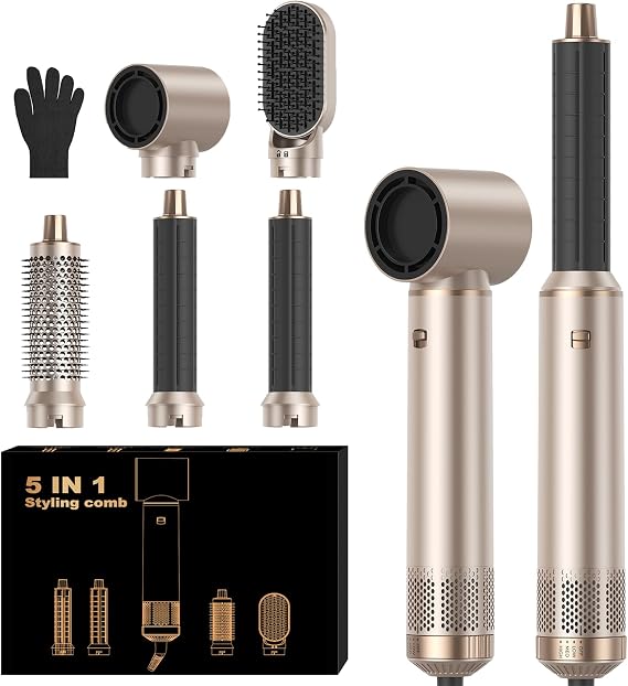 5 in 1 Blow Dryer Brush, Upgrade Hair Dryer Brush Set Multifunctional | Air Styler Curling Wrap Air Curler, Hot Air Brush Curling Iron Hair Styling Tools As A Gift for Straight/Curl/Dry/Smooth
