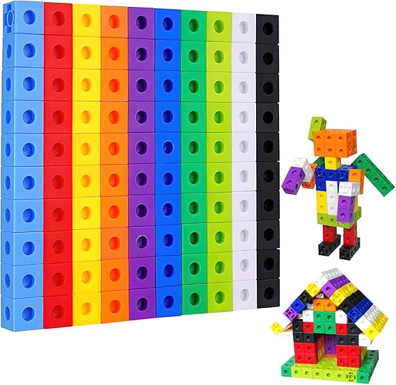 Counting Blocks Maths for Children 100 PCS Counting Cubes With 10 Colours Maths Cubes Building Blocks Maths Counters for Kids Connecting Toys Linking Cubes for School & Home Early Maths Learning