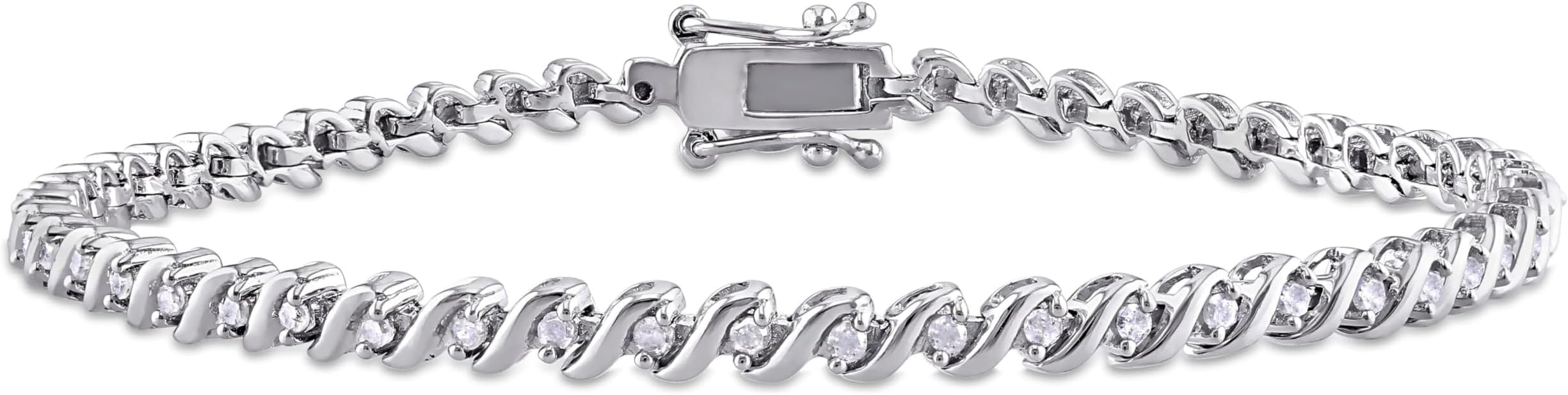 Allurez Diamond Accented Tennis Bracelet Sterling Silver (0.50ct)