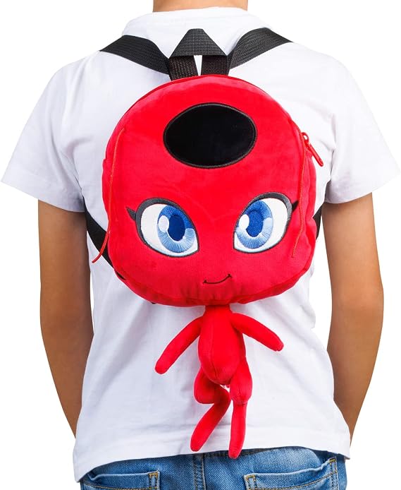 P.M.I. Miraculous Ladybug Plush School Backpack| One of Two 12-Inch-Tall Collectibles | Miraculous Ladybug Toys and Playable Plush Backpacks | Tikki| Miraculous Ladybug Kids Toys | Licensed Plush