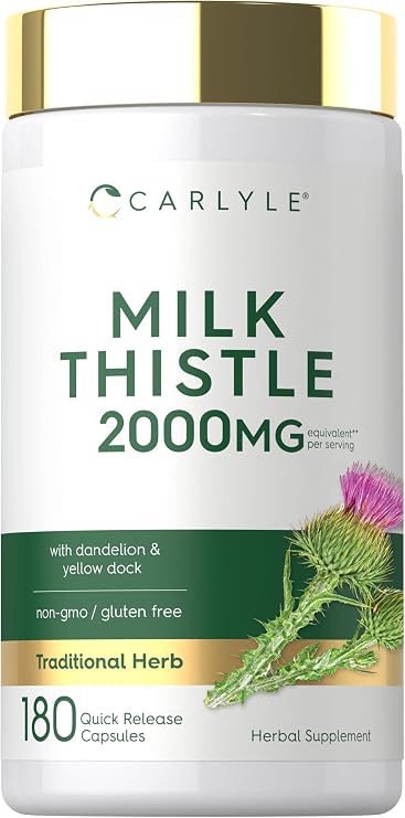 Carlyle Milk Thistle | 180 Capsules | with Dandelion & Yellow Dock | Non-GMO, Gluten Free