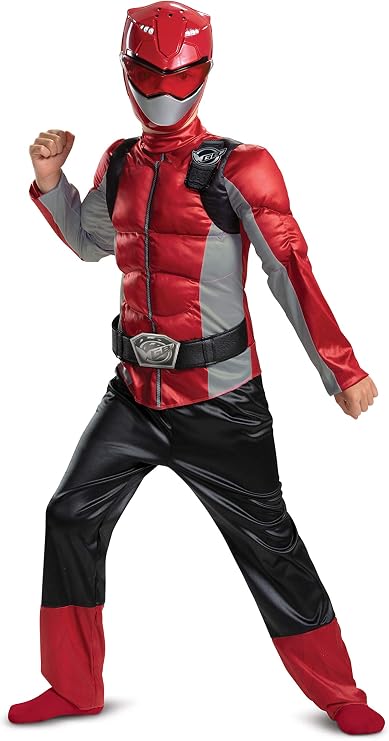 Disguise Red Ranger Beast Morpher Boys' Muscle Costume, M (7-8)