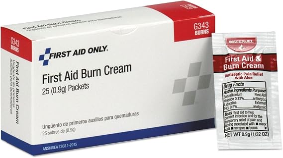 First Aid Only First Aid/burn Cream Pack, 0.9 Gram, 25-Count Box