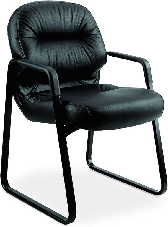 HON 2093SR11T Leather 2090 Pillow-Soft Series Guest Arm Chair, Black