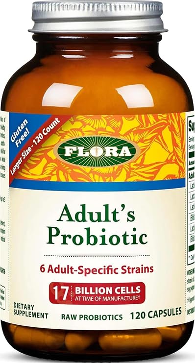 FloraHealth Adult's Probiotic, 6 Strains, 17 Billion CFU, 120 Veg Caps | Six Adult-Specific Strains, Gluten Free, Raw Probiotic with 17 Billion Cells