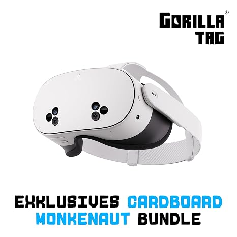 Meta Quest 3S 256GB VR Headset - 33% More Memory - Double Graphics Performance - Wired Virtual Reality - Gorilla Tag Cardboard Monkenaut Bundle -