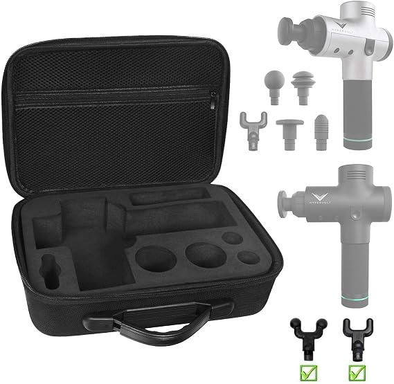 Carrying Case for Hyperice Hypervolt/Hypervolt Plus 5 Attachment Slots Portable Hypervolt Storage Bag Waterproof Anti-Shock Hard Shell Case for Massage Device
