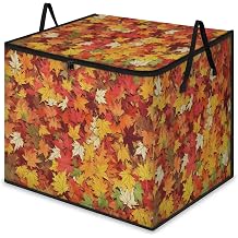 XL Large Clothes Storage with Lid, Thanksgiving Leaves Autumn Fall Large Thick Clothes Blanket Storage Containers for Organizing, Organization Storage for Removal Home, Maple Leaves