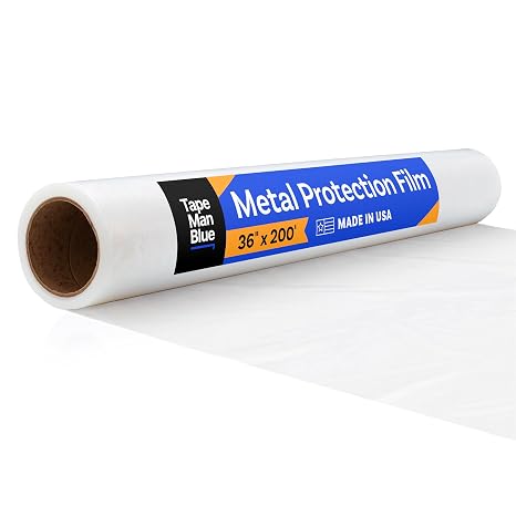 TapeManBlue Stainless Steel Protection Film, 36 inch x 200 feet, Made in USA, Protective Film for Appliances and Metal Surfaces, Clear Self Adhesive Stainless Steel Film with 45-Day Clean Removal