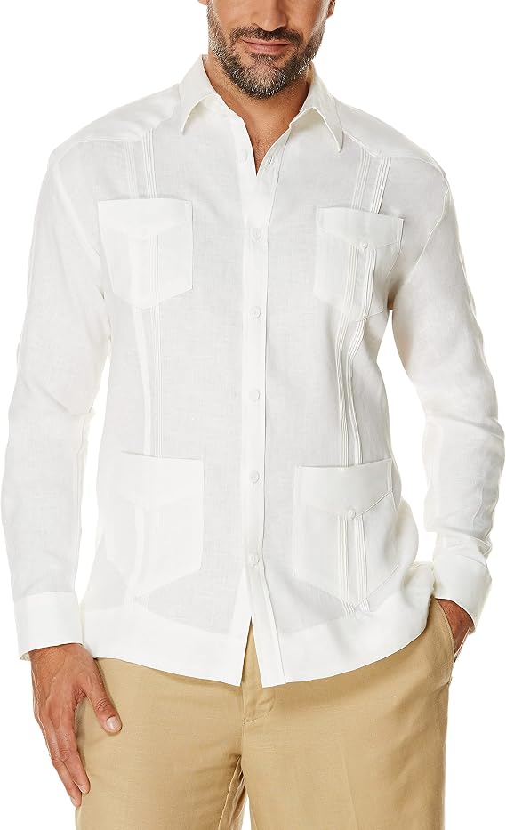 Cubavera Men's 100% Linen Four-Pocket Long Sleeve Button-Down Guayabera Shirt (Available in Big & Tall) Button Down Shirt (Pack of 1)