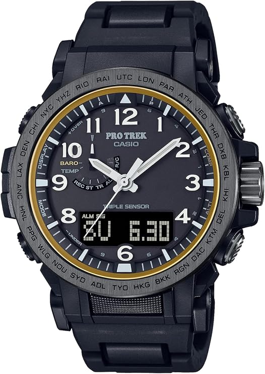 Casio Pro Trek Watch Domestic Genuine ProductClimber Line, Radio-Controlled, Solar Powered, Biomass Plastic Used PRW-51FC-1JF Men's, Black