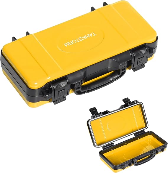 11" Yellow Metal Tool Box, Portable Steel Tool Case with Secure Latch & Handle, Empty Storage Organizer for Home DIY & Small Tools