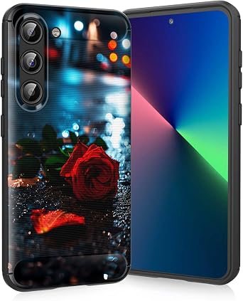 for Galaxy S21 Case,Slim Thin Silicone Soft Flexible TPU Brushed Black Anti-Scratch Shockproof Protective Cover for Samsung Galaxy S21,Beautiful Red Rose