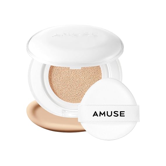 AMUSE SEOUL Ceramic Skin Perfector Cushion Foundation (03 HONEY) - Flawless Coverage, Semi Matte Glow, Long Lasting, Lightweight Satin Finish, Vegan, Korean Beauty Makeup (15g / 0.52oz.)