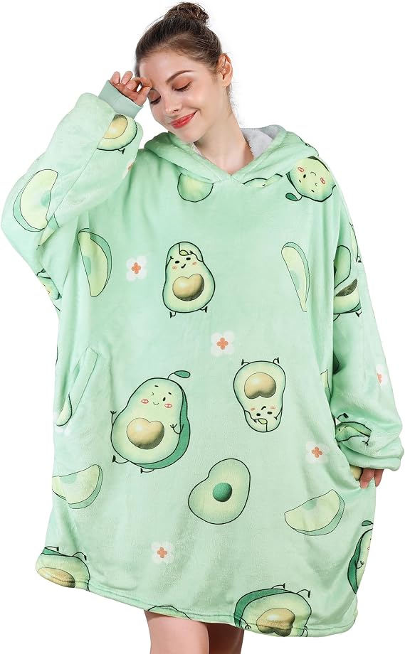 AmyHomie Wearable Blanket Hoodie, Oversized Warm Sherpa for Adults Teens