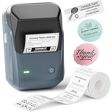 NIIMBOT B1 Label Maker Machine, 2 Inch Bluetooth Sticker Printer | Easy-to-Use Multi-Device Compatible (iOS/Android/PC), Includes 1 Roll Custom Stickers for Retail, Office & Home