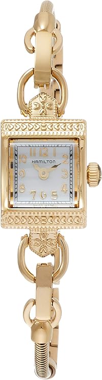 Hamilton American Classic Lady Quartz Women's Watch, 15mm x 19mm Stainless Steel Case, Swiss Made, Mother of Pearl Dial Analog Wrist Watch, 50m Waterproof, Sapphire Crystal, Stainless Steel Strap