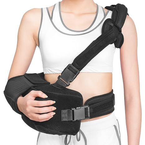 Shoulder Sling with Abduction Pillow, Abducted Shoulder Immobilizer for Rotator Cuff, Sublexion, Surgery, Dislocated and Broken Arm, Arm Sling Shoulders Immobilizer for Left & Right (Left)