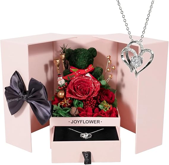 JoyFlower Preserved Flower with Necklace