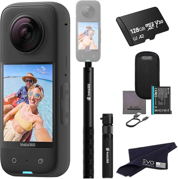 Insta360 X3 Bullet Time Bundle- Waterproof 360 Action Camera with 1/2" 48MP Sensors, 5.7K 360 HDR Video, 72MP 360 Photo, 60fps Me Mode, 2.29" Touchscreen, AI Editing |Bundle includes Bullet time&128GB