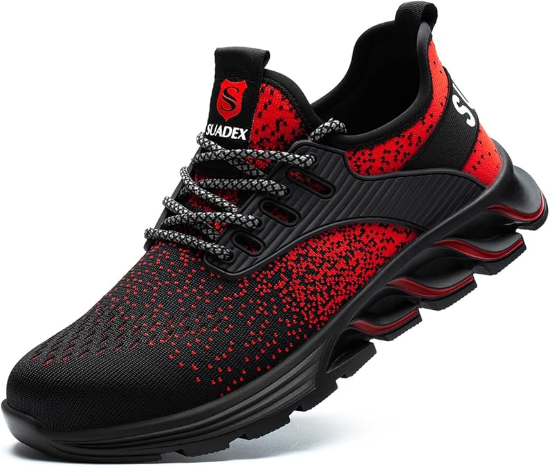 SUADEX Steel Toe Sneakers for Men Women Indestructible Work Safety Shoes Lightweight Comfortable Slip Resistant Composite Toe
