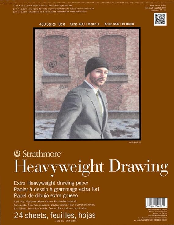 Strathmore 400 Series Heavyweight Drawing Pad, Medium Surface, 14"x17" Wire Bound, 24 Sheets