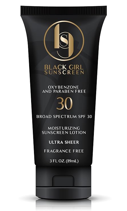 Black Girl Sunscreen - Moisturizing Sunscreen Lotion SPF 30, No White-Residue, Formulated with Natural Ingredients for Melanin Rich Skin (3 Fl. Oz.)