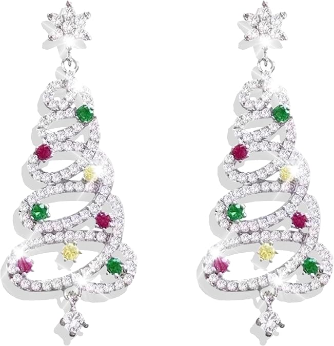 9 Pairs Christmas Earrings for Women Holiday Dangle Earrings Set with Tree Bow Bell Snowflake Candy Designs Festive Jewelry for Christmas Party Outfits Stocking Stuffers Gifts