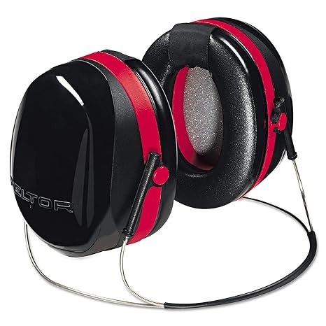 H10B Behind-The-Head Earmuffs, Black & Red