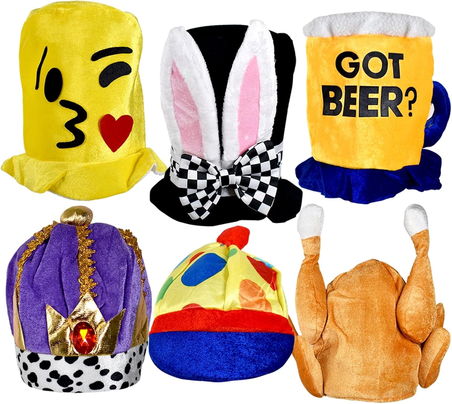 Upper Midland Products 6 Costume Hats Silly Hats Funny Hats for Adults Crazy Hats for Adults Photo Booth Party Prop