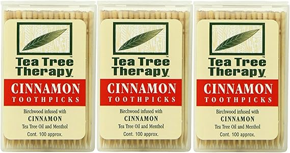 Tea Tree Therapy Toothpicks, Cinnamon, 100 Count (3-Pack)