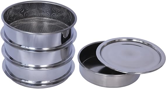 3 Pcs Lab Sieves,6 Inch Diameter Test Sifter with Tray and lid
