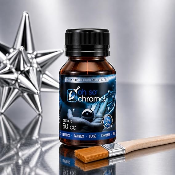 Professional Ceramic and Surface Chrome Mirror Effect and Metalizer Solution 50cc, Liquid Chrome Paint, Silver Mirror Paint for Metal, Covers 2 Square Meters