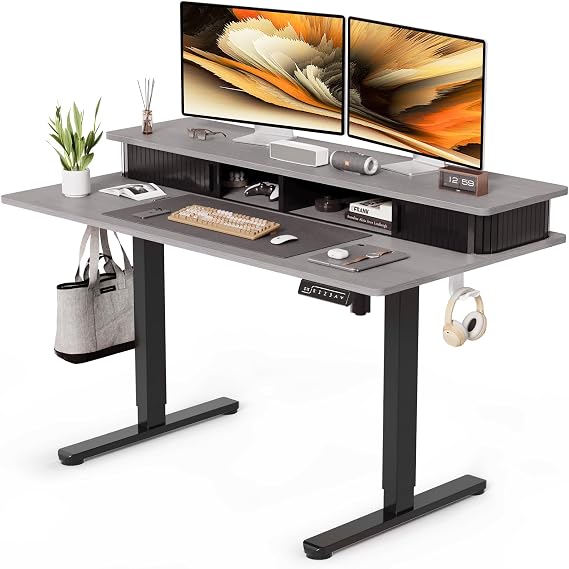 JOY worker 48" Electric Adjustable Standing Desk with Storage Monitor Stand
