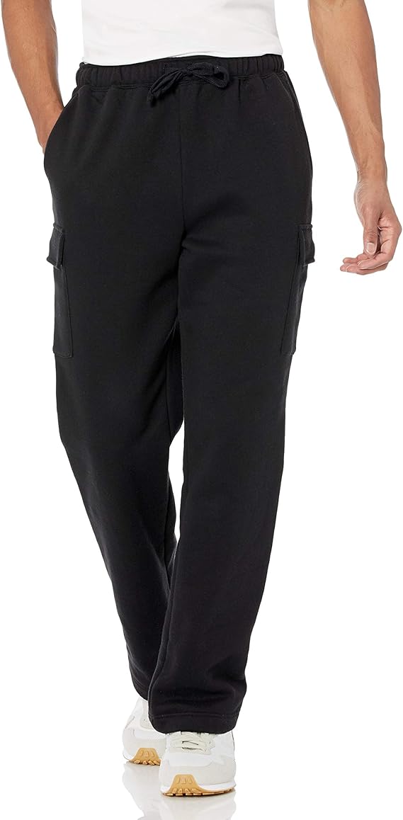 Amazon Essentials Men's Relaxed Fit Cargo Fleece Sweatpants with Open Bottom