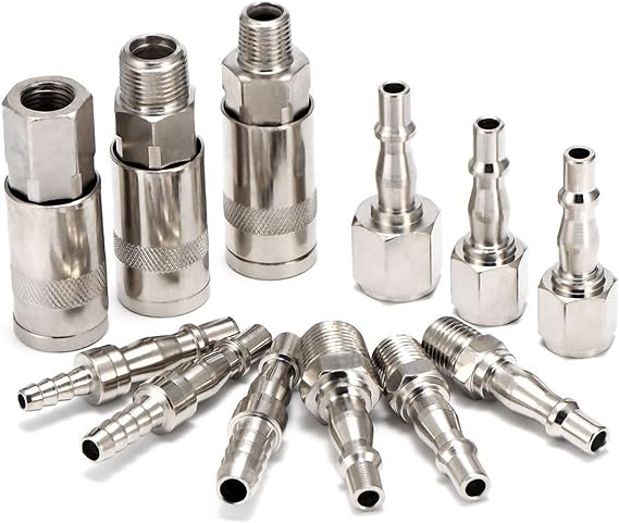 12 Pc Air Hose Kit 1/4 in 3/8 BSP - Quick Release Fittings & Couplings Male/Female Thread
