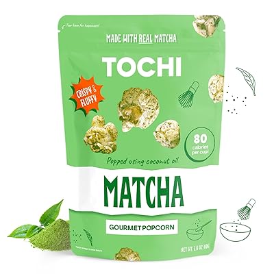 Tochi Gourmet Popcorn Snacks - Matcha Flavor - Using Large Popcorn Kernels, Popcorn balls, Gluten Free, Non GMO Corn, All natural, Healthy Pop Corn Individual Bags, Made with Coconut Oil 2.8 1 Pack