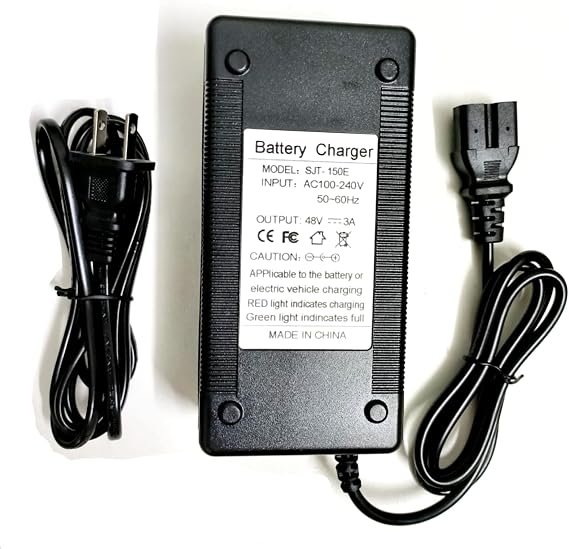 48 Volt 3 Amp Quick-Charge 3-Pin Charger for eWheels EW-36 EW-02 EW-11 EW-19 EW-20 EW-38 EW-46 EW-66 EW-72 and 48V Go-Karts, MotoTec, Big Toys Baja, FitRight, Go-Bowen 48V 3A