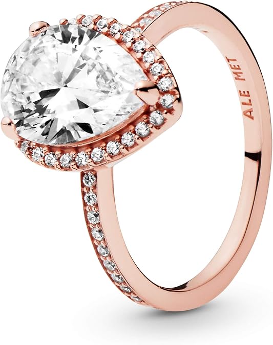 PANDORA Jewelry Sparkling Teardrop Halo Cubic Zirconia Ring in Rose