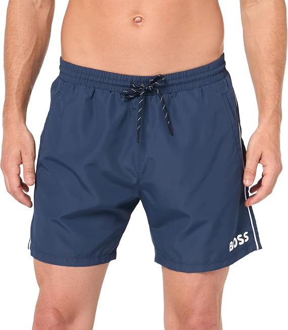 BOSS Men's Standard Medium Length Solid Swim Trunk