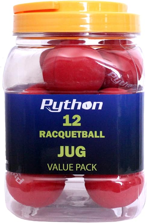 Python Red Racquetballs (Value Pack - 12 Ball Jug/Lightning Fast!)