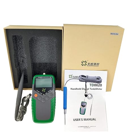 Handheld Digital Tesla Meter Gauss Meter 1% Accuracy Surface Magnetic Field Tester mT/Gs High Precision Gaussmeter Fluxmeter with Axial Probe and Hall Probe