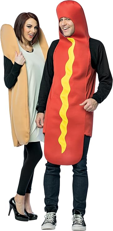 Rasta Imposta Hot Dog and Bun Couples Costume, Multicolor, One Size Fits Most Adults