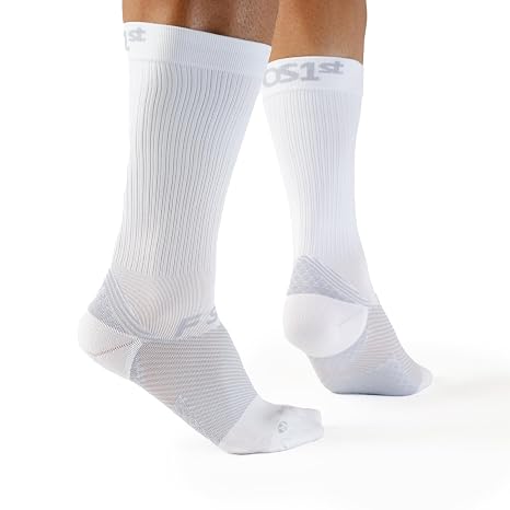 OrthoSleeve Plantar Fasciitis Orthotic Socks helps with plantar fasciitis, heel and arch pain (White, Small)