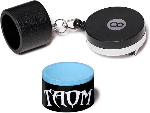 TAOM Pyro Billiard Pool Cue Premium Chalk - Blue - with Retractable Chalk Holder