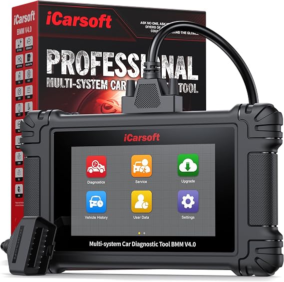 iCarsoft BMM V4.0 Bidirectional Diagnostic Tool for BMW/Mini/Rolls-Royce + 2 Optional Brand Packs, Full System OBD2 Scanner with 15 Services for BMW, Active Test, Auto VIN, Lifetime Fr-ee Update