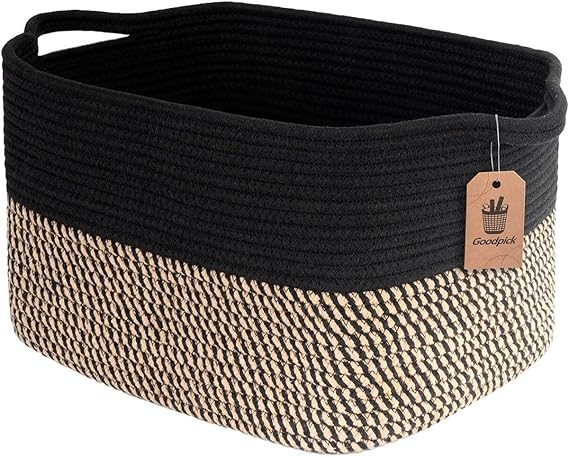 Goodpick Cube Storage Bins - Towel, Book, Cloth, Shoes, Closet Shelf Woven Baskets for Office, Baby Laundry, Toys, 13''x10''x9''